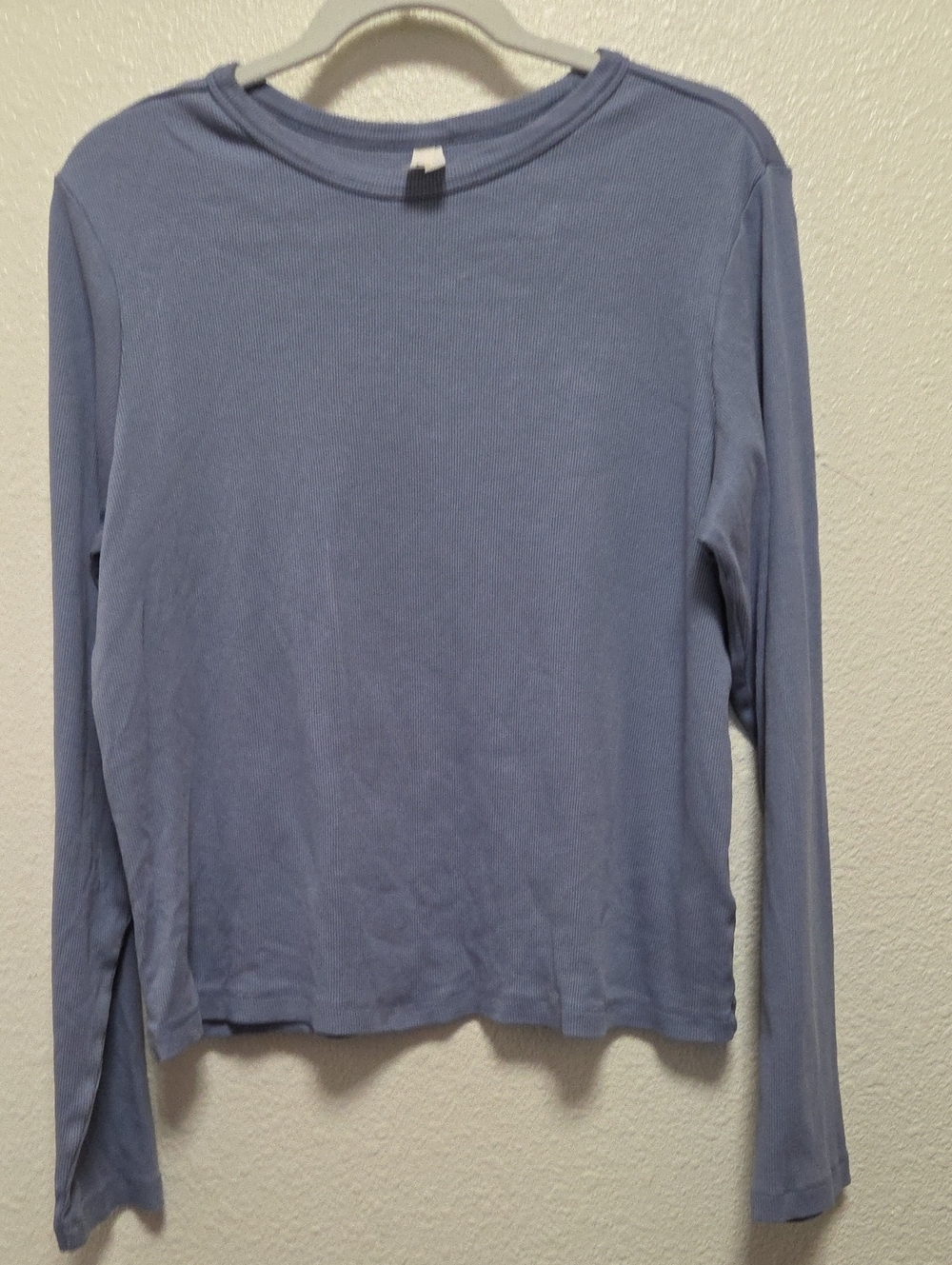 Pact 100 Percent Organic Cotton Long-Sleeve Crewneck Top in Dusty Blue Size XL